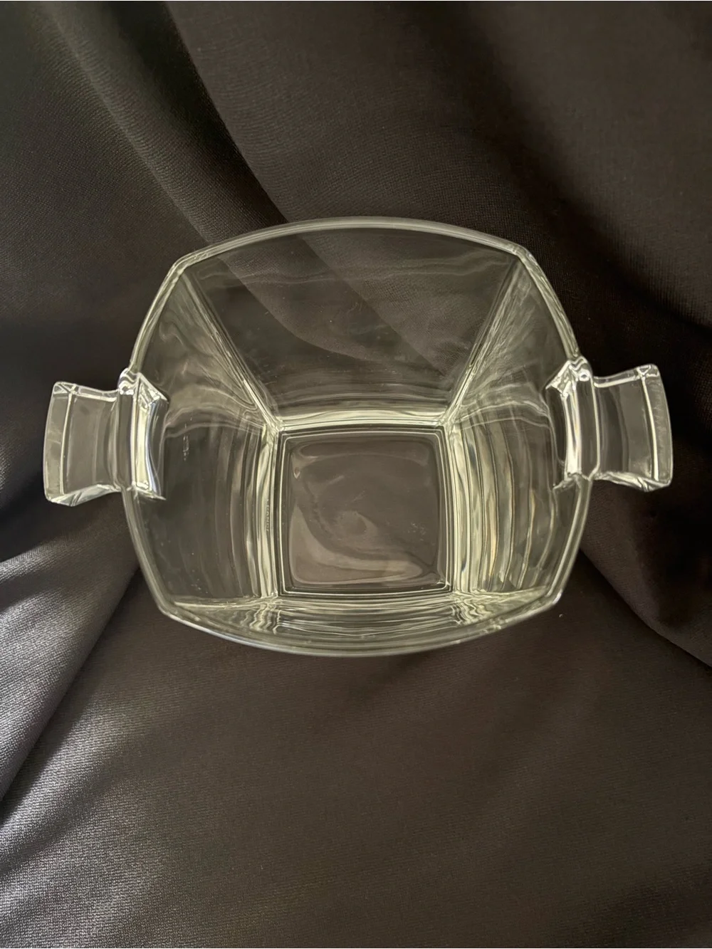 Vintage French Clear Glass Ice Bucket Cachepot Planter France Art Deco Style